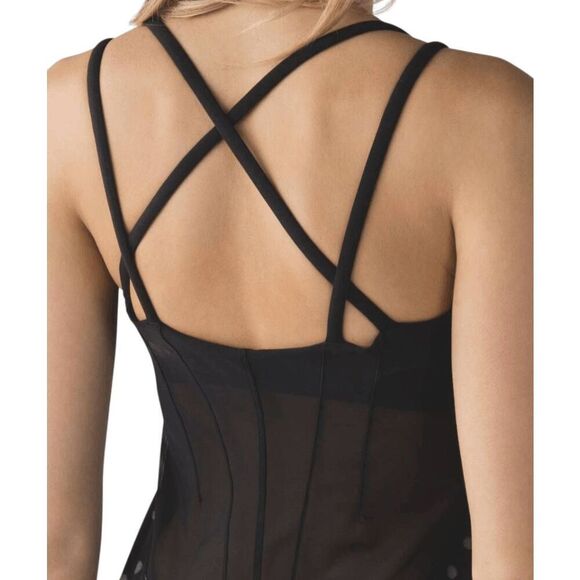 LULULEMON ATHLETICA Exquisite Tank top in Ghost Dot Black Slate Mesh Size 4 - Picture 1 of 4